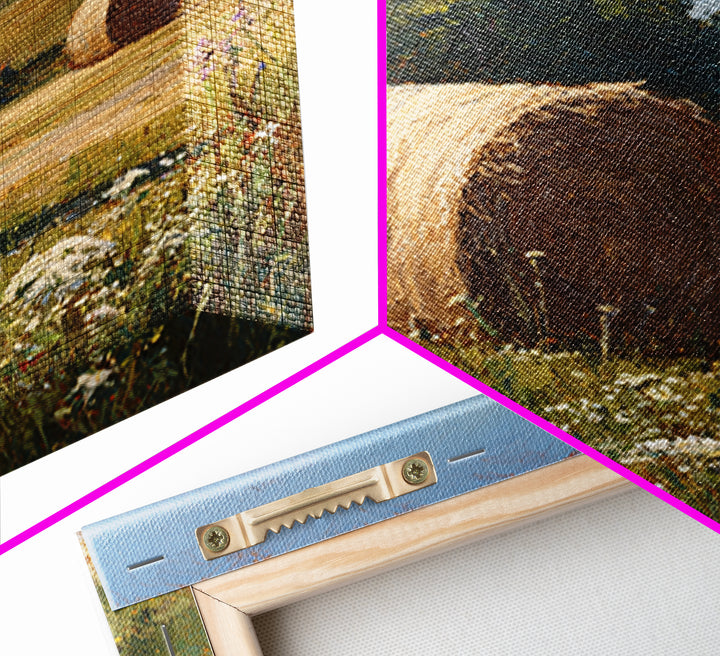 Hay Bales in Late Afternoon Sun Framed Canvas Print, Country Art, Floral Wall Art, Farmhouse Decor, Fine Art, Country, COU-1x1-68