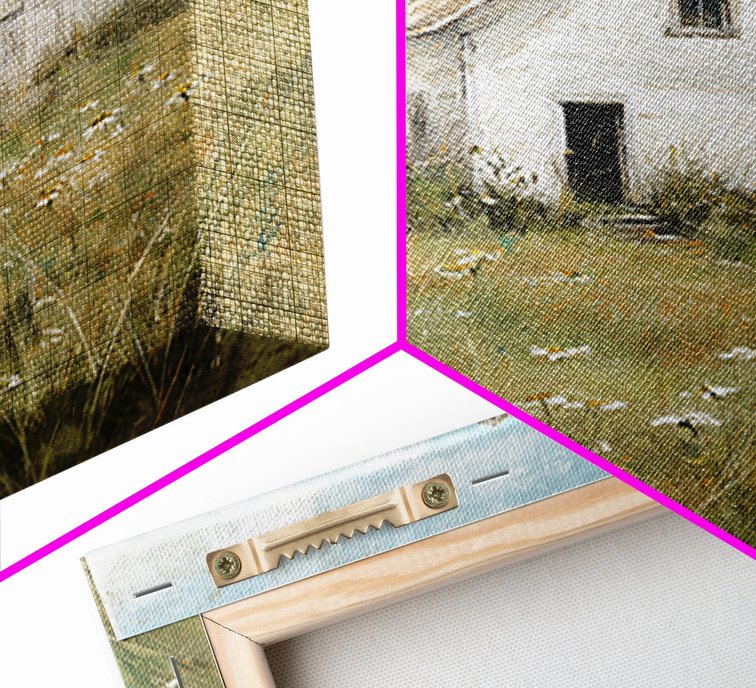 White Farmhouse Surrounded by Tall Grass Canvas Print, Country Art, Wall Decor, Farmhouse Decor, Oil Painting, Country, COU-1x1-82