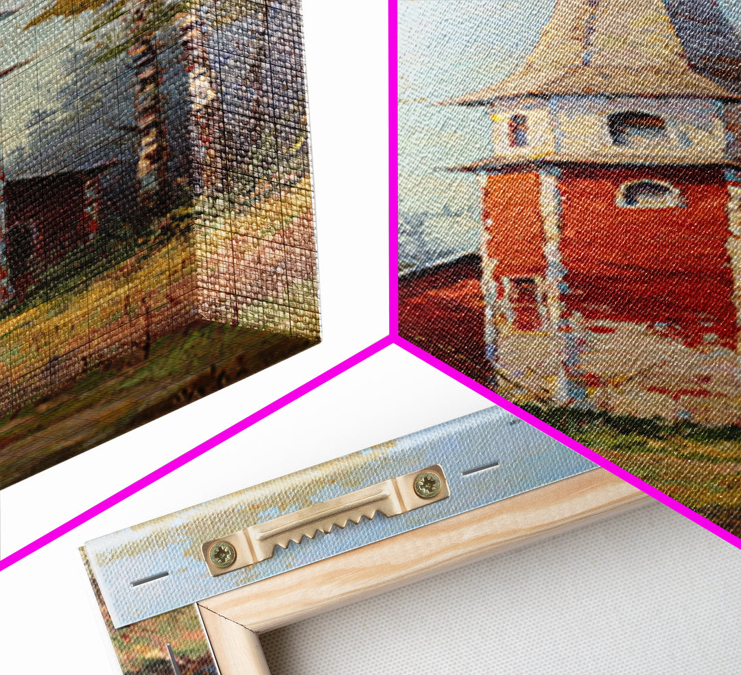 Country Church Steeple Beyond Trees Framed Canvas Print, Country Art, Art Prints, Farmhouse Decor, Watercolor Art, Country, COU-1x3-31