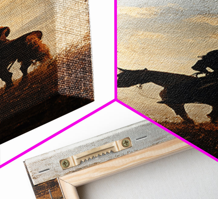 Horse and Rider Silhouette at Dusk Canvas Print, Country Art, Farmhouse Wall Art, Farmhouse Decor, Fine Art, Country, COU-1x3-5