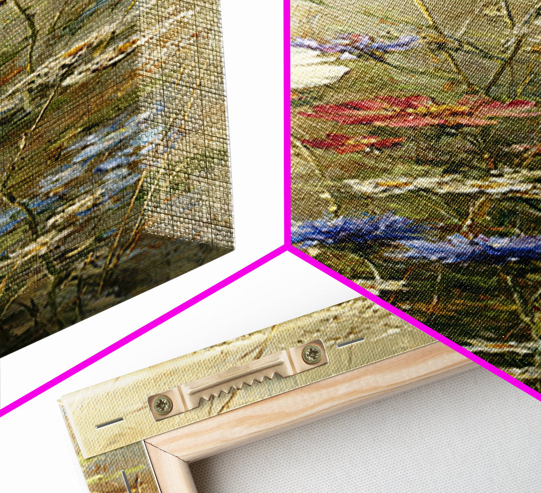 Wildflower Meadow Beside an Old Fence Framed Canvas Print, Country Art, Wall Decor, Farmhouse Decor, Oil Painting, Country, COU-1x3-62