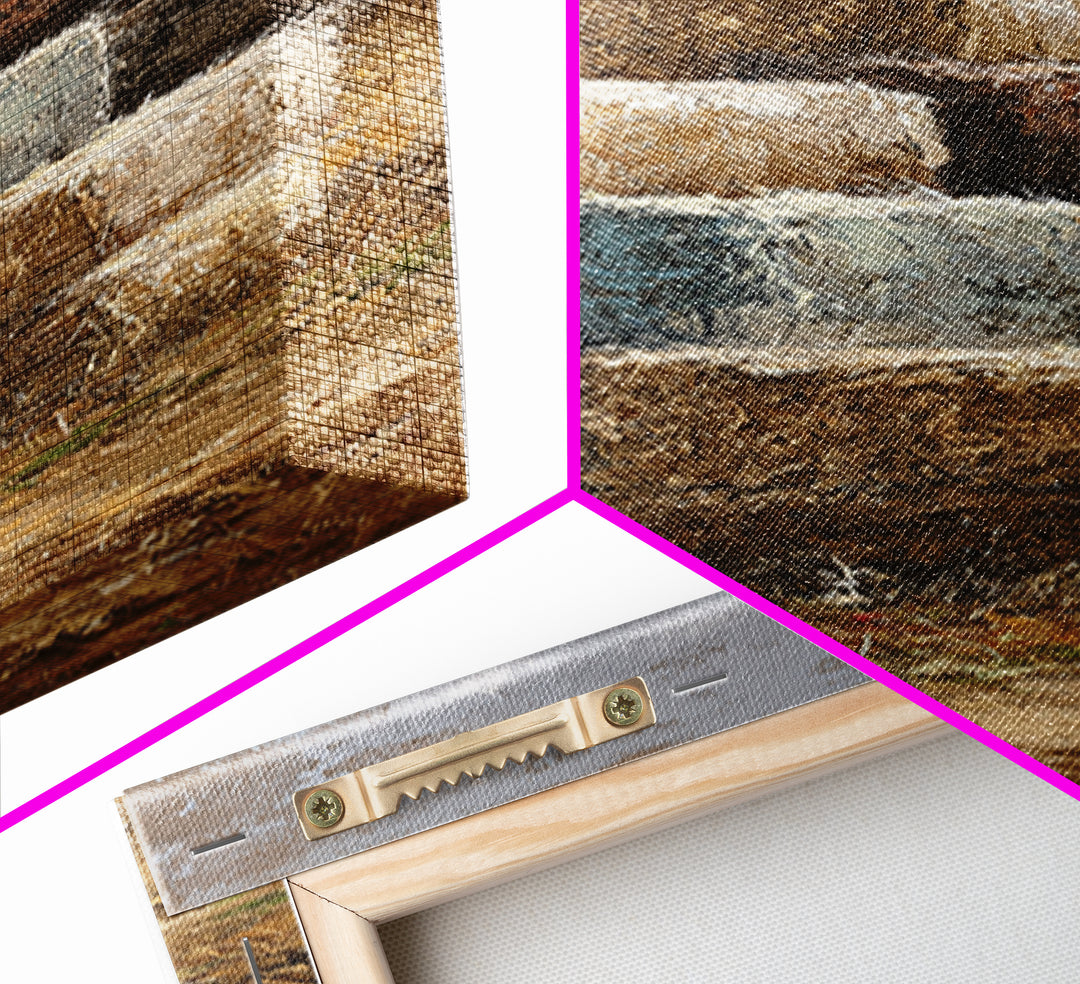 Hay Bales in Late Afternoon Sun Framed Canvas Print, Country Art, Printable Art, Farmhouse Decor, Country, French Country, COU-1x3-80