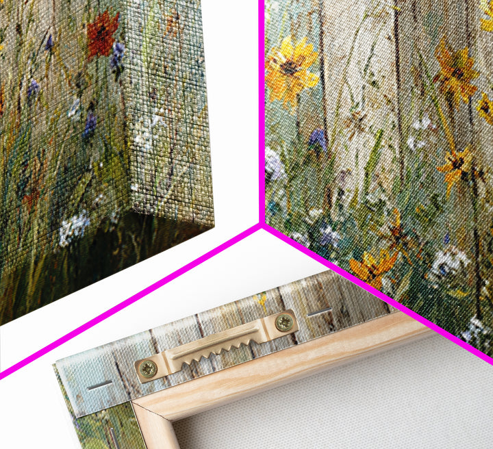 Wildflower Meadow Beside an Old Fence Canvas Print, Country Art, Statement Artwork, Farmhouse Decor, Fine Art, Country, COU-2x1-22