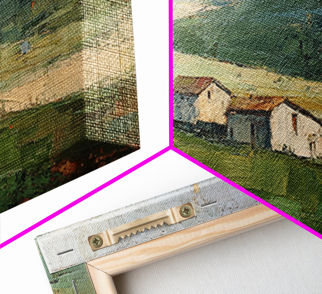 Country Road Disappearing into Green Hills Framed Canvas Print, Country Art, Modern Decor, Farmhouse Decor, Oil Painting, COU-2x1-27