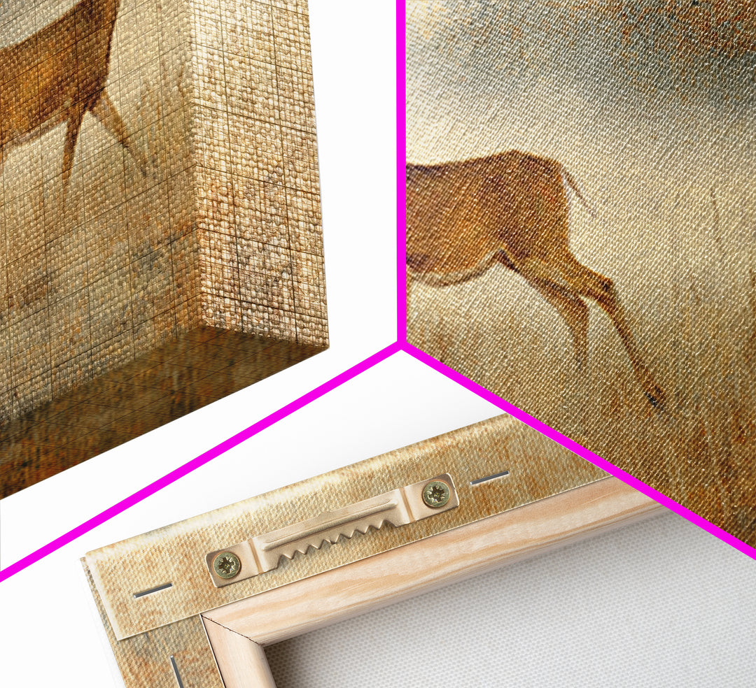 Deer Crossing a Misty Morning Field Framed Canvas Print, Country Art, Printable Art, Farmhouse Decor, Fine Art, Country, COU-2x1-55