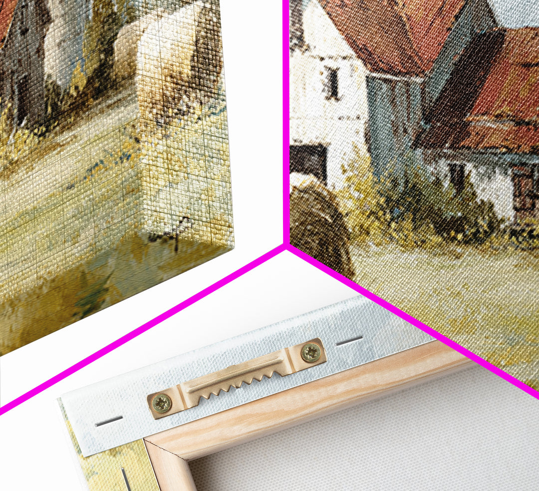 Hay Bales in Late Afternoon Sun Framed Canvas Print, Country Art, Digital Print, Farmhouse Decor, Country, French Country, COU-2x1-88