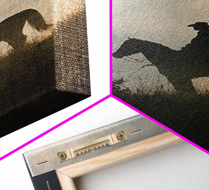 Horse and Rider Silhouette at Dusk Framed Canvas Print, Country Art, Wall Art, Farmhouse Decor, Fine Art, Country, COU-2x3-1