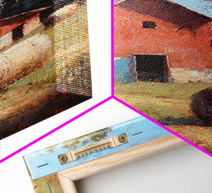 Hay Bales in Late Afternoon Sun Framed Canvas Print, Country Art, Printable Art, Farmhouse Decor, Country, French Country, COU-2x3-28