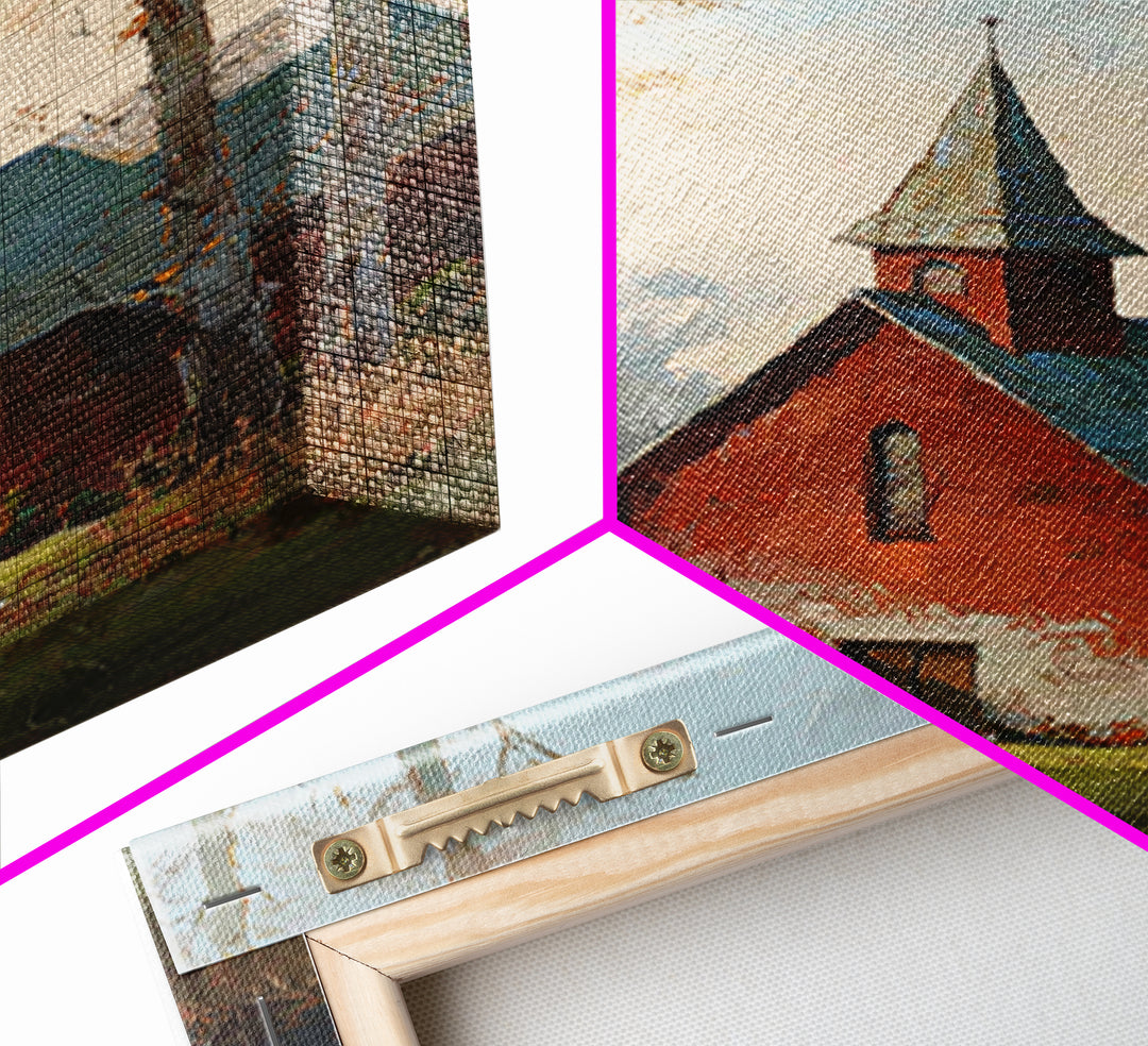 Country Church Steeple Beyond Trees Framed Canvas Print, Country Art, Gallery Wall Art, Farmhouse Decor, Fine Art, Country, COU-2x3-3