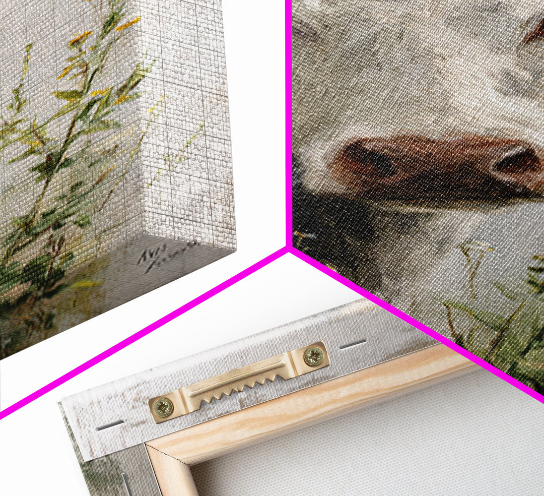 Cow Portrait with Gentle Farmhouse Personality Framed Canvas Print, Country Art, Digital Art Prints, Farmhouse Decor, Country, COU-2x3-36