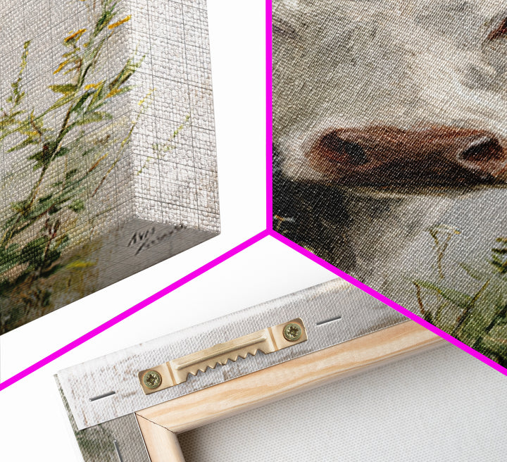 Cow Portrait with Gentle Farmhouse Personality Framed Canvas Print, Country Art, Digital Art Prints, Farmhouse Decor, Country, COU-2x3-36