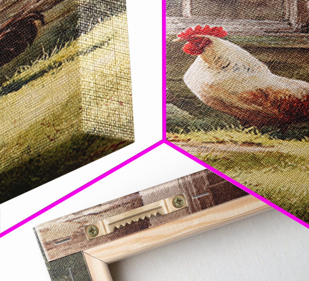 Rooster in Bold Folk Art Color Canvas Print, Country Art, Oil Painting, Farmhouse Decor, Fine Art, Country, Digital Art Prints, COU-2x3-61