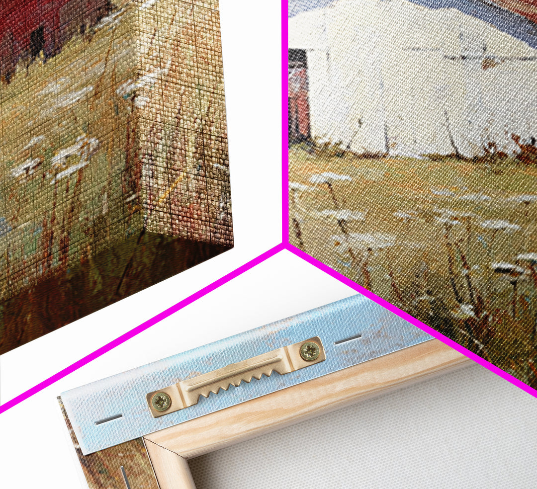 White Farmhouse Surrounded by Tall Grass Canvas Print, Country Art, Home Decor, Farmhouse Decor, Oil Painting, Country, COU-2x3-66