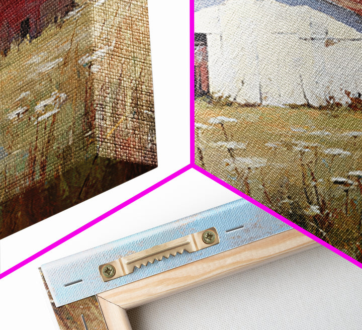 White Farmhouse Surrounded by Tall Grass Canvas Print, Country Art, Home Decor, Farmhouse Decor, Oil Painting, Country, COU-2x3-66