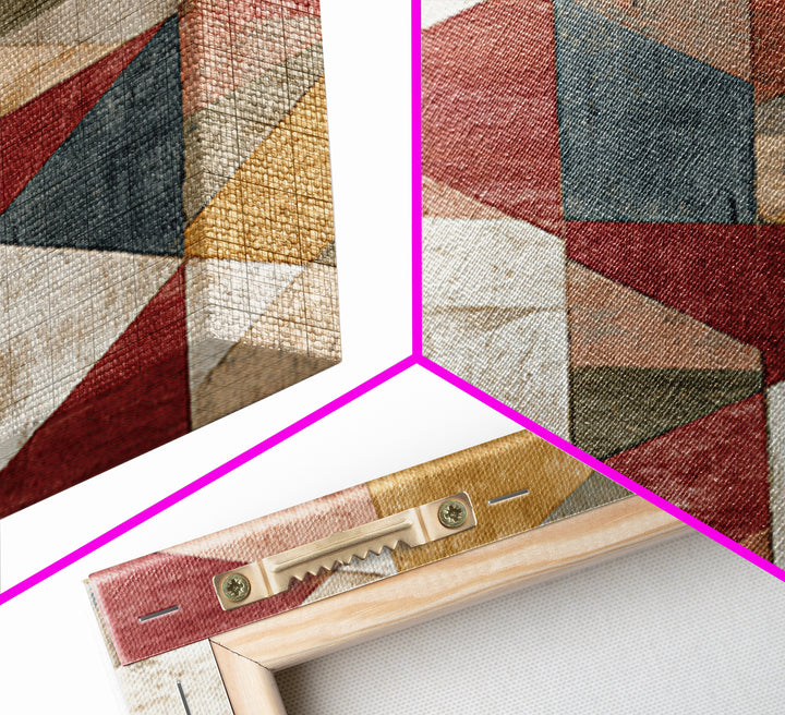 Quilt Geometric Folk Pattern Framed Canvas Print, Country Art, Original Painting, Farmhouse Decor, Fine Art, Country, COU-2x3-68