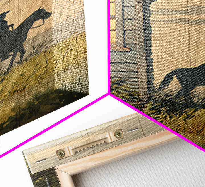 Horse and Rider Silhouette at Dusk Framed Canvas Print, Country Art, Large Wall Art, Farmhouse Decor, Fine Art, Country, COU-2x3-73