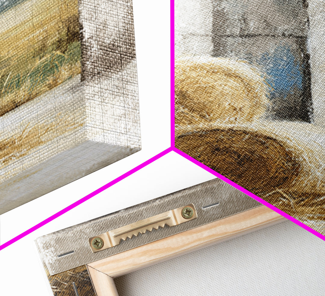 Hay Bales in Late Afternoon Sun Framed Canvas Print, Country Art, Farmhouse Decor, Fine Art, Country, Gallery Wall Art, COU-2x3-76
