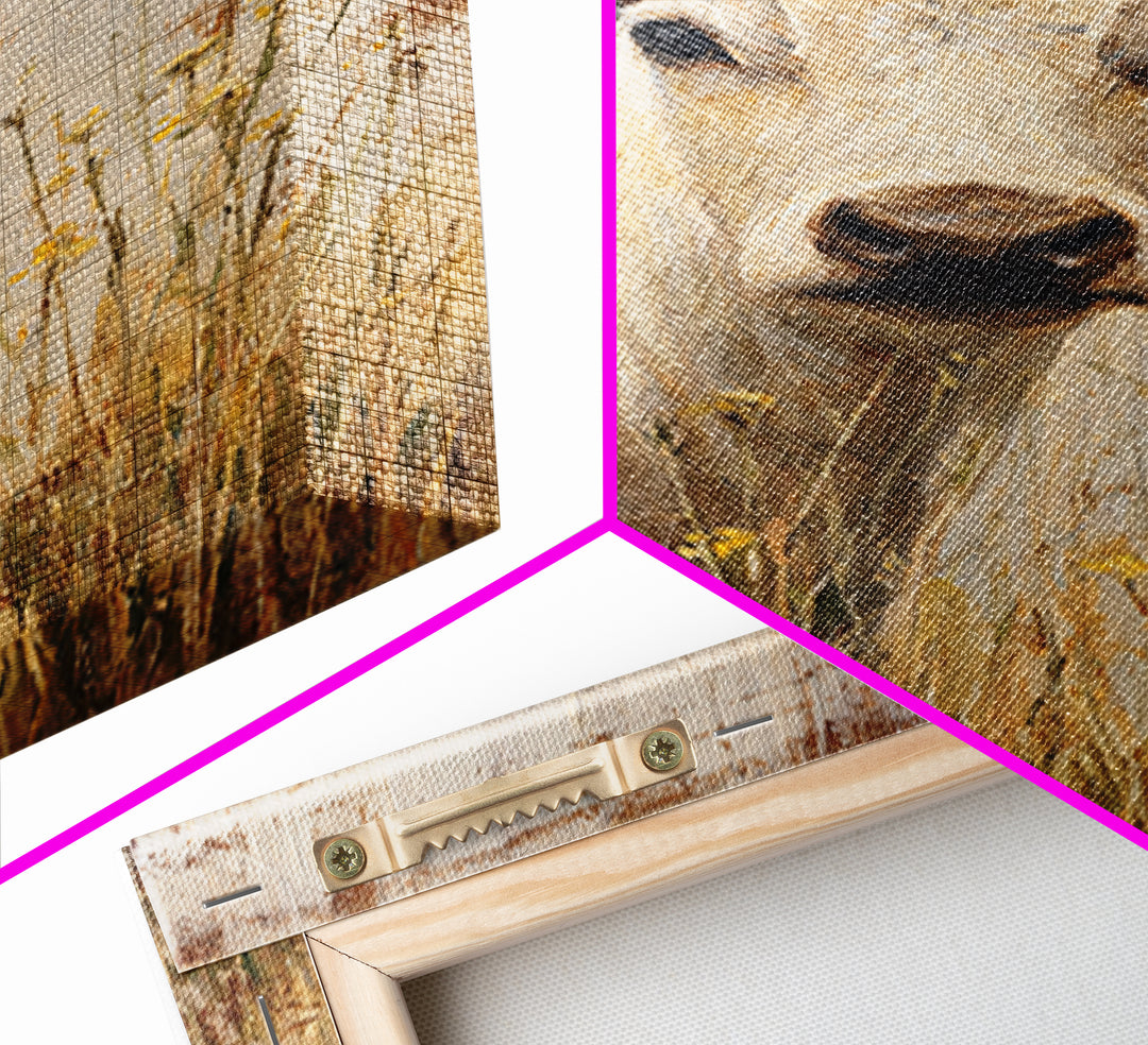 Cow Portrait with Gentle Farmhouse Personality Framed Canvas Print, Country Art, Landscape Painting, Farmhouse Decor, Country, COU-2x3-84