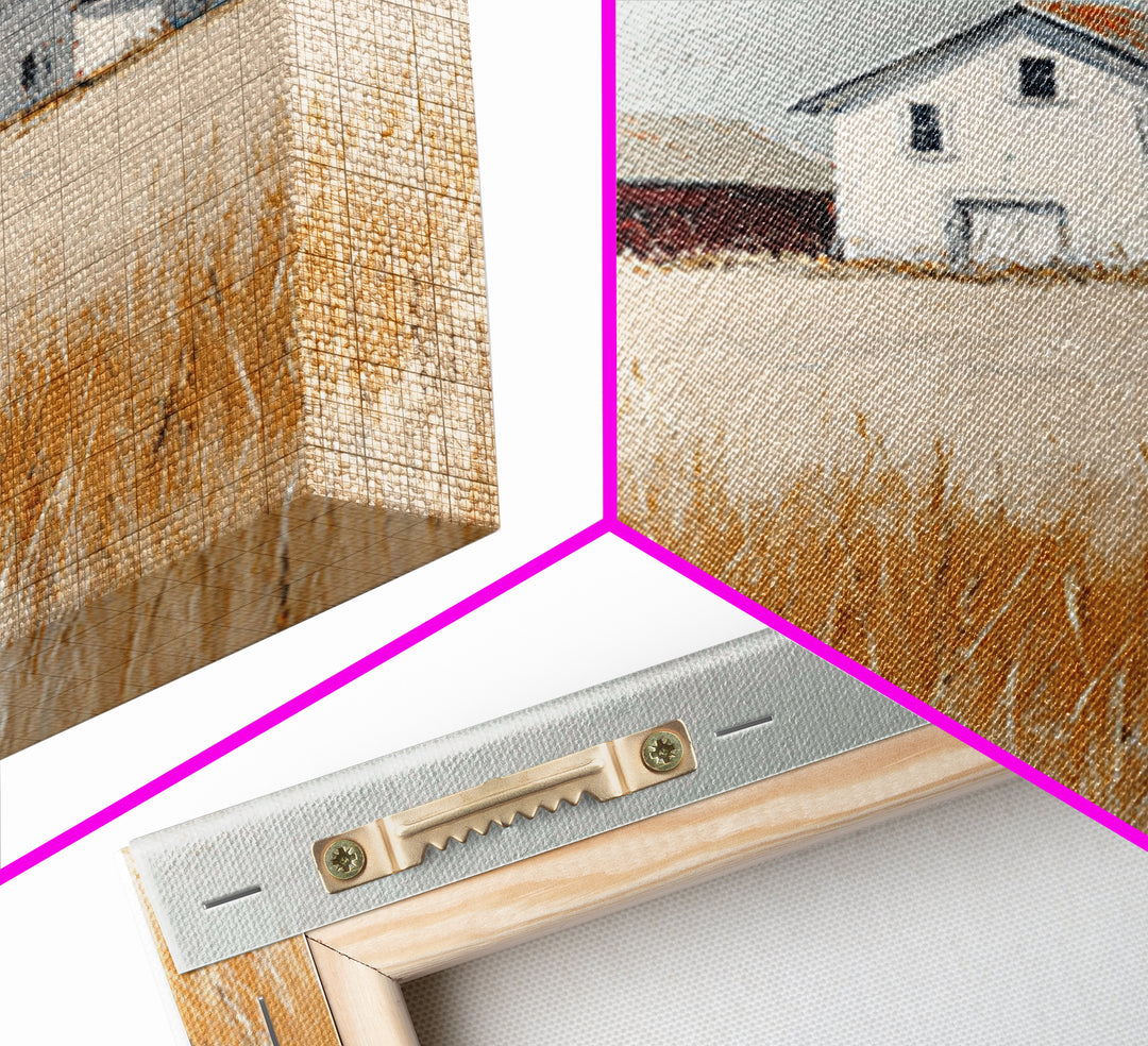White Farmhouse Surrounded by Tall Grass Framed Canvas Print, Country Art, Printable Wall Art, Farmhouse Decor, Country, COU-2x3-90