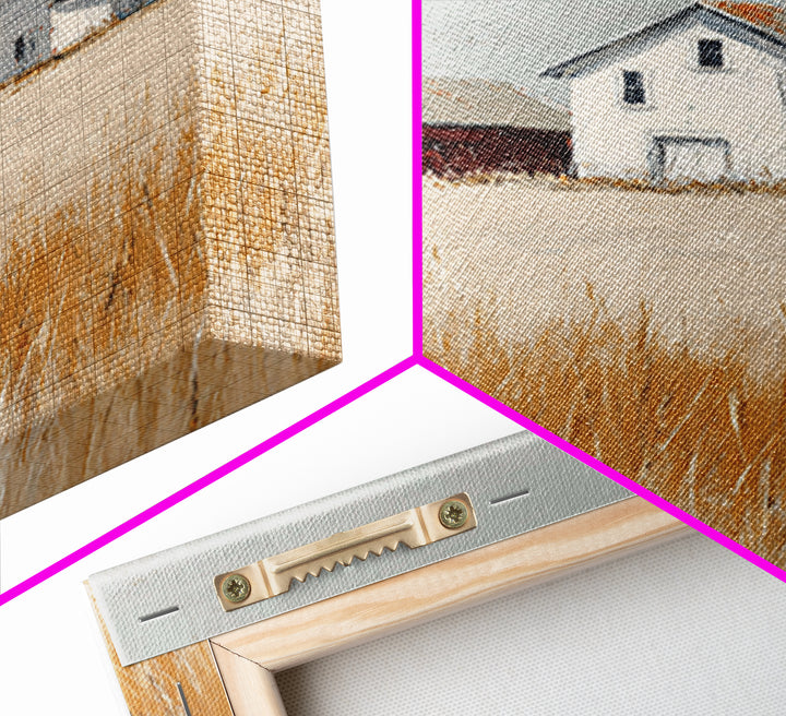 White Farmhouse Surrounded by Tall Grass Framed Canvas Print, Country Art, Printable Wall Art, Farmhouse Decor, Country, COU-2x3-90