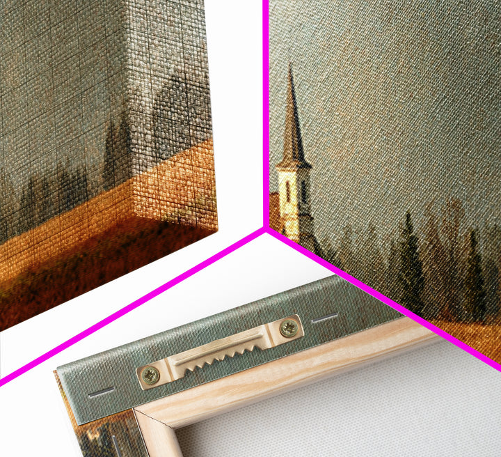 Country Church Steeple Beyond Trees Canvas Print, Country Art, Farmhouse Wall Art, Farmhouse Decor, Watercolor Art, Country, COU-3x1-11