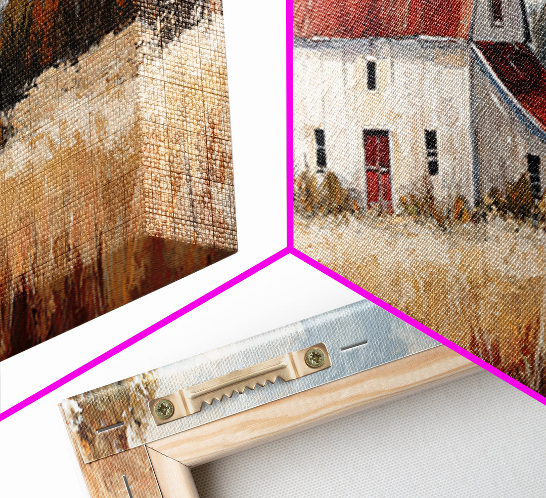 White Farmhouse Surrounded by Tall Grass Framed Canvas Print, Country Art, Art Prints, Farmhouse Decor, Fine Art, Country, COU-3x1-2