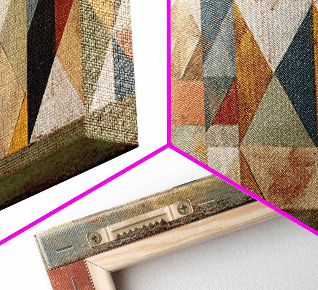 Quilt Geometric Folk Pattern Framed Canvas Print, Country Art, Gallery Wall Art, Farmhouse Decor, Abstract Art, Country, COU-3x1-28