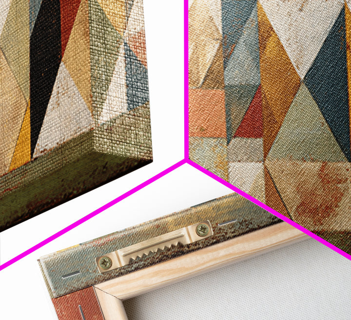 Quilt Geometric Folk Pattern Framed Canvas Print, Country Art, Gallery Wall Art, Farmhouse Decor, Abstract Art, Country, COU-3x1-28