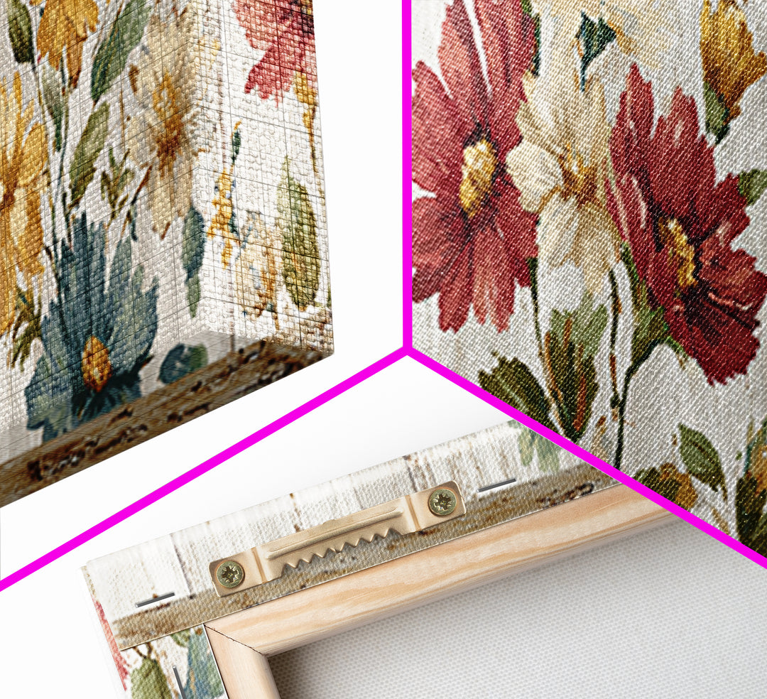 Weathered Boots with Wildflowers Tucked Inside Framed Canvas Print, Country Art, Landscape Wall Art, Farmhouse Decor, Country, COU-3x1-32