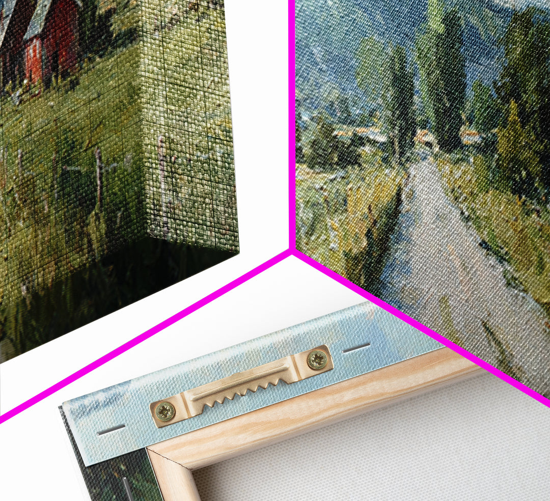 Country Road Disappearing into Green Hills Framed Canvas Print, Country Art, Art, Farmhouse Decor, Oil Painting, Country, COU-3x1-47