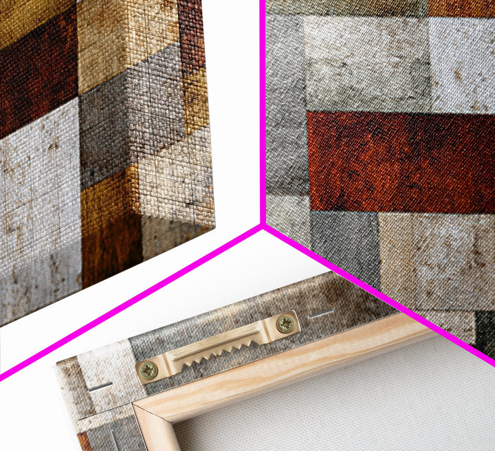 Quilt Geometric Folk Pattern Framed Canvas Print, Country Art, Room Decor, Farmhouse Decor, Fine Art, Country, COU-3x1-52