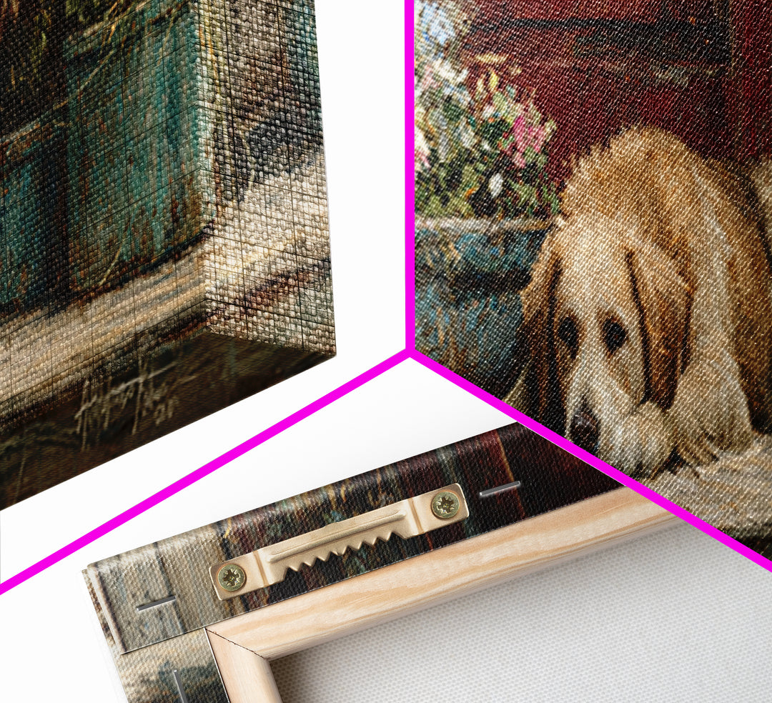 Dog Resting Beside a Porch Flower Pot Canvas Print, Country Art, Gallery Decor, Farmhouse Decor, Fine Art, Country, COU-3x1-62