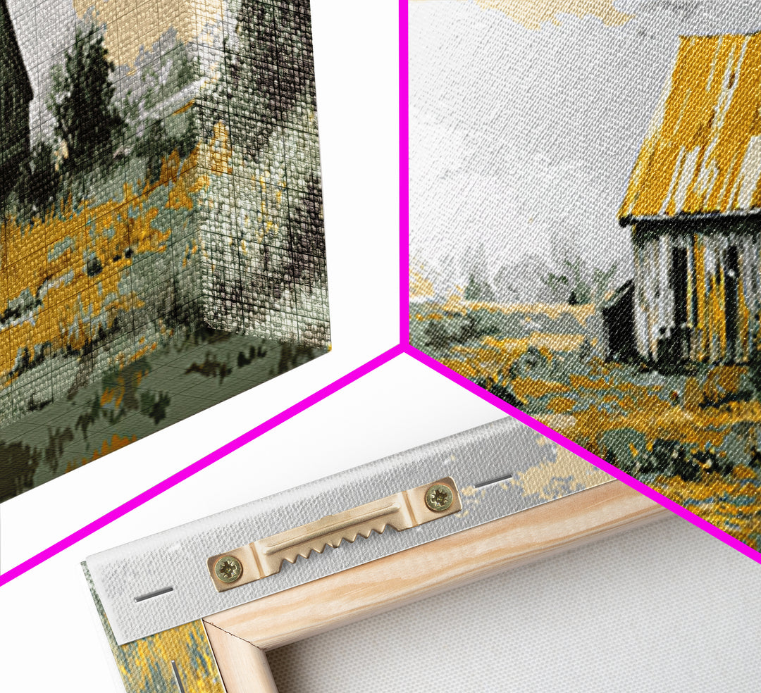 Rustic Barn Silhouette Framed Canvas Print, Country Art, Farmhouse Decor, Abstract Art, Country, Farmhouse Wall Decor, COU-3x1-67