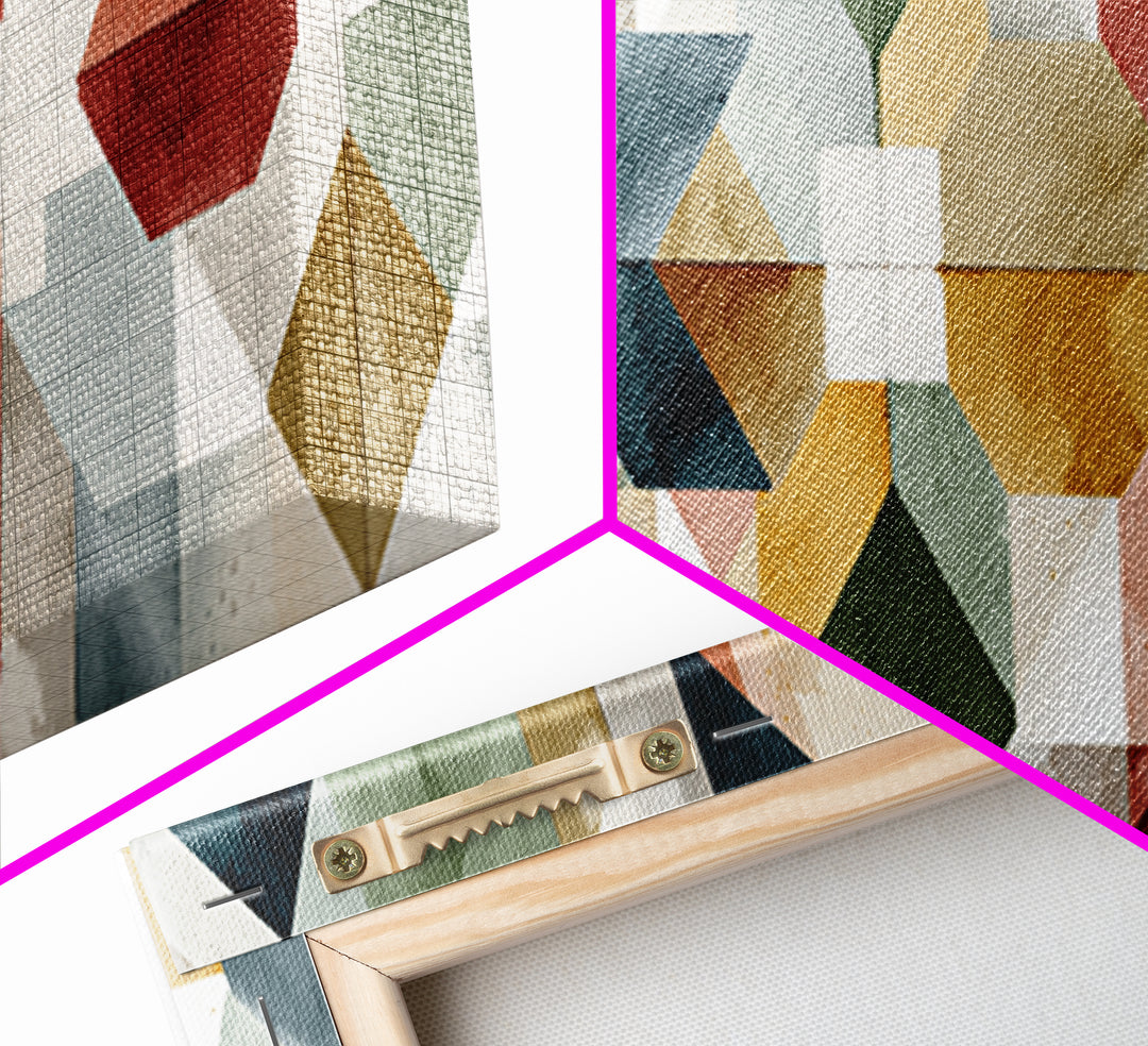 Quilt Geometric Folk Pattern Canvas Print, Country Art, Home Decor, Farmhouse Decor, Fine Art, Country, Printable Art, COU-3x1-76