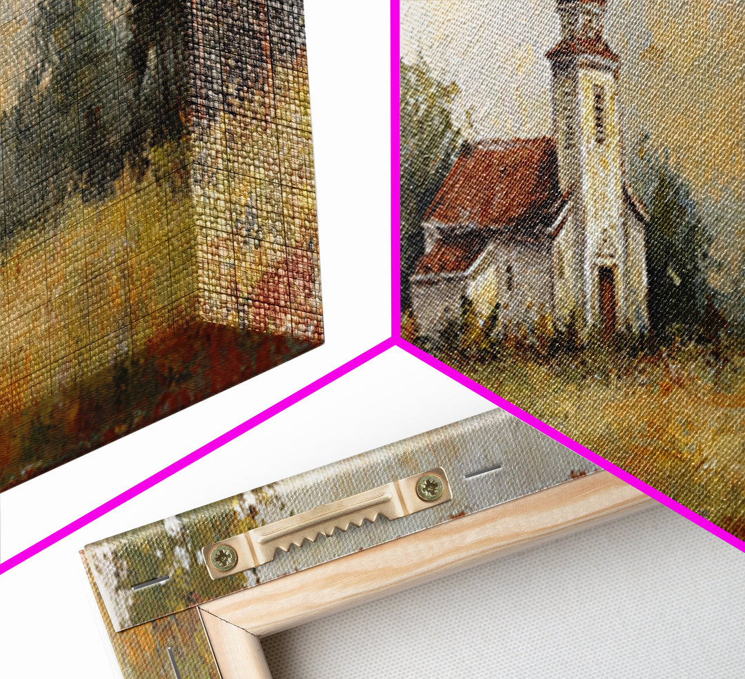 Country Church Steeple Beyond Trees Canvas Print, Country Art, Art Print, Farmhouse Decor, Country, Watercolor Painting, COU-3x1-83