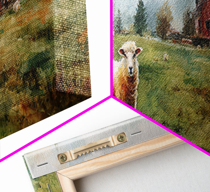 Watercolor Sheep in a Green Pasture Framed Canvas Print, Country Art, Printable Wall Art, Farmhouse Decor, Fine Art, Country, COU-3x1-87