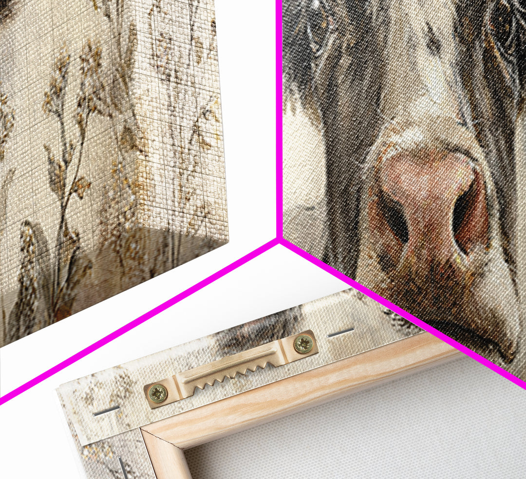 Cow Portrait with Gentle Farmhouse Personality Canvas Print, Country Art, Art Prints, Farmhouse Decor, Fine Art, Country, COU-3x1-92