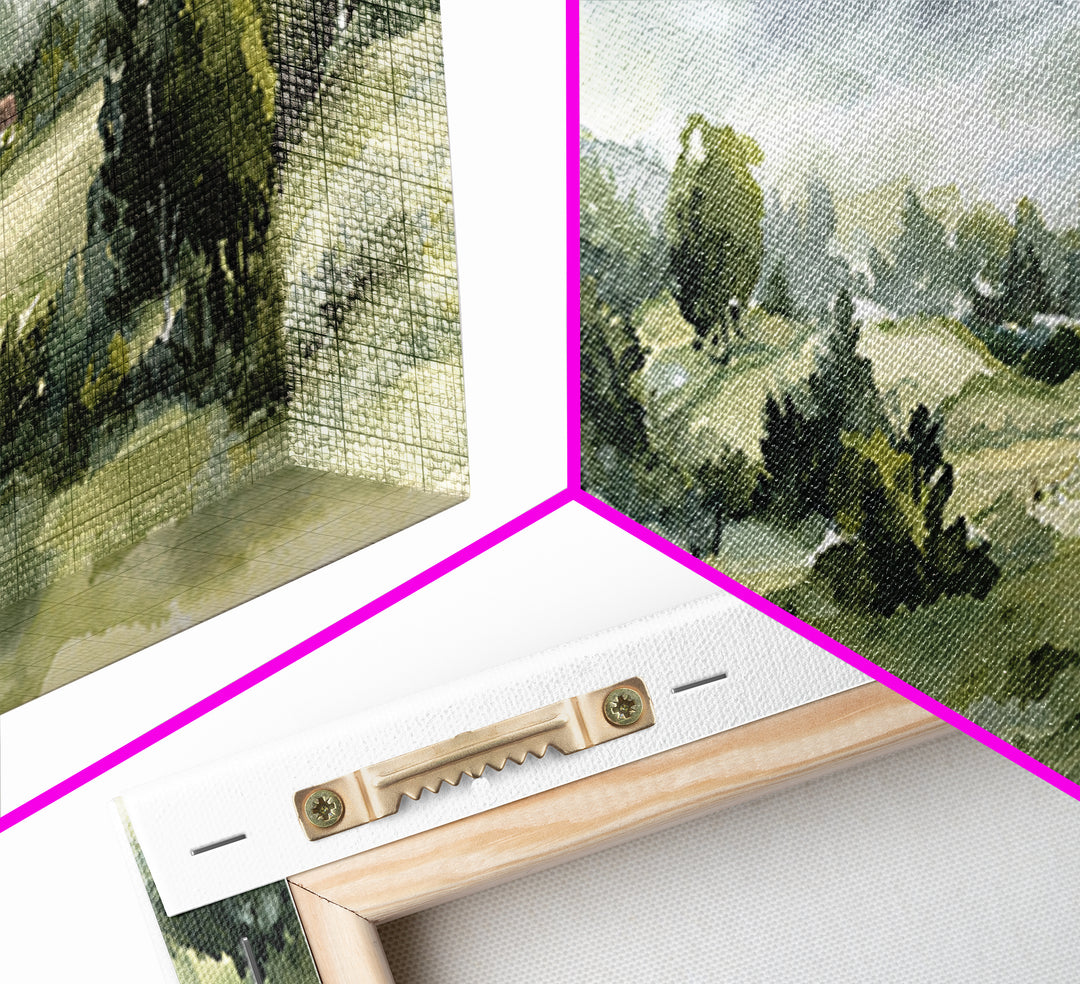 Country Road Disappearing into Green Hills Canvas Print, Country Art, Textured Painting, Farmhouse Decor, Oil Painting, Country, COU-3x1-95