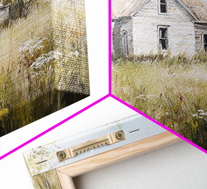 White Farmhouse Surrounded by Tall Grass Framed Canvas Print, Country Art, Printable Wall Art, Farmhouse Decor, Country, COU-3x2-14