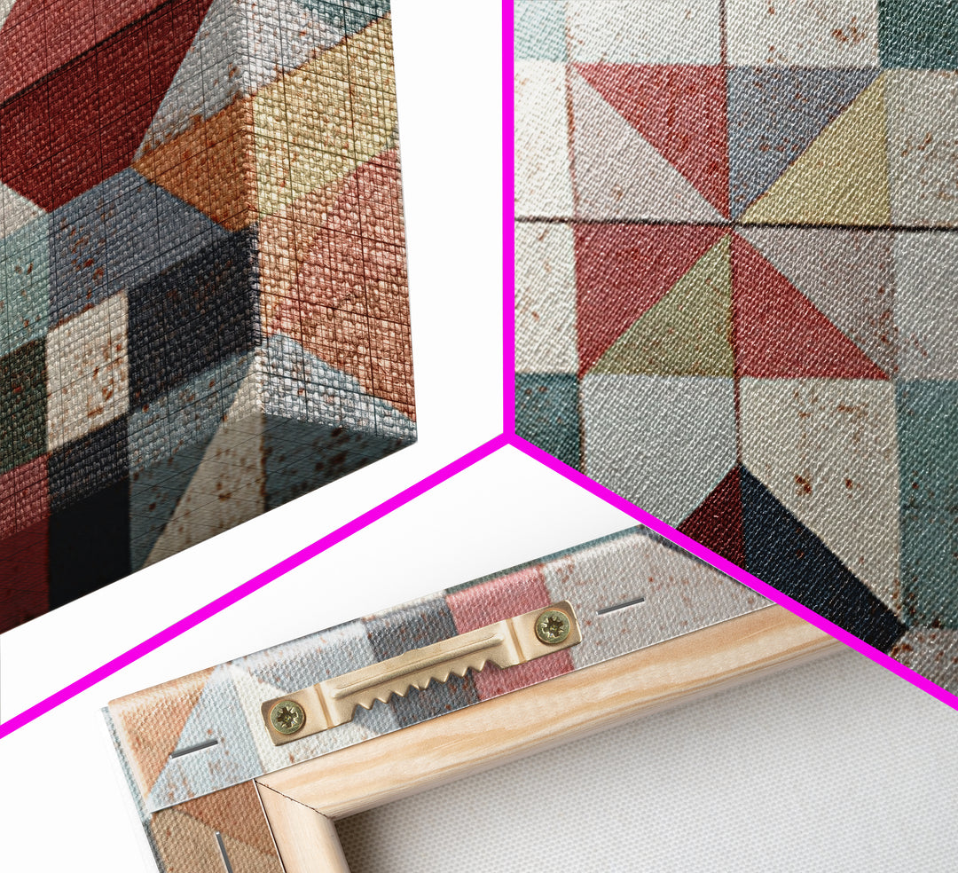 Quilt Geometric Folk Pattern Canvas Print, Country Art, Printable Art, Farmhouse Decor, Abstract Art, Country, French Country, COU-3x2-16