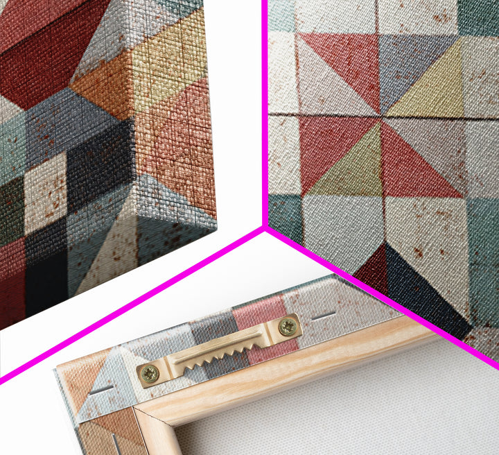 Quilt Geometric Folk Pattern Canvas Print, Country Art, Printable Art, Farmhouse Decor, Abstract Art, Country, French Country, COU-3x2-16