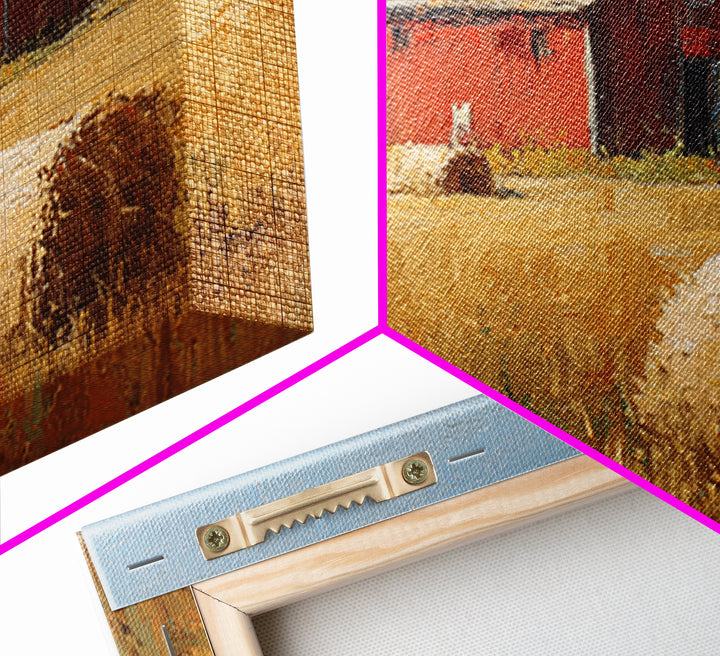 Hay Bales in Late Afternoon Sun Framed Canvas Print, Country Art, Farmhouse Decor, Fine Art, Country, Gallery Wall Art, COU-3x2-24