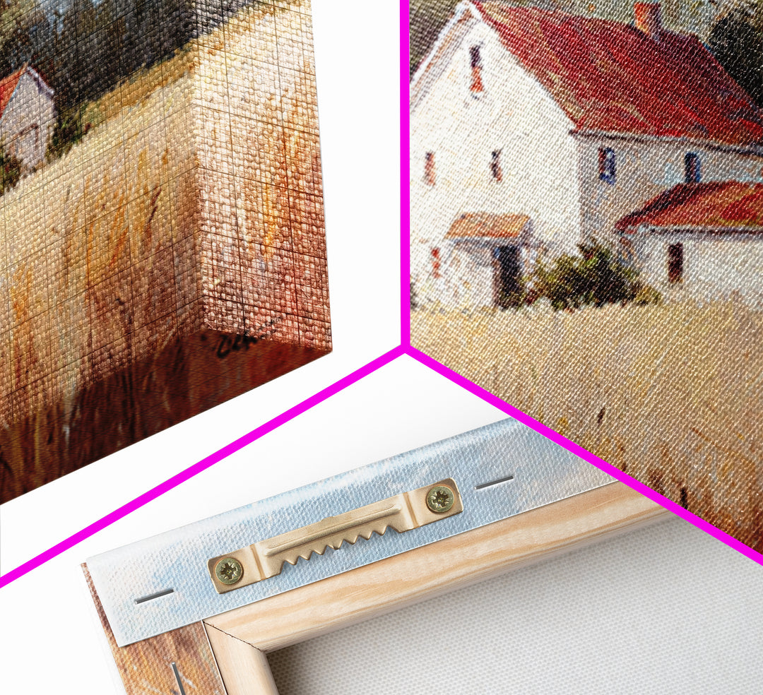 White Farmhouse Surrounded by Tall Grass Canvas Print, Country Art, Digital Print, Farmhouse Decor, Fine Art, Country, COU-3x2-38
