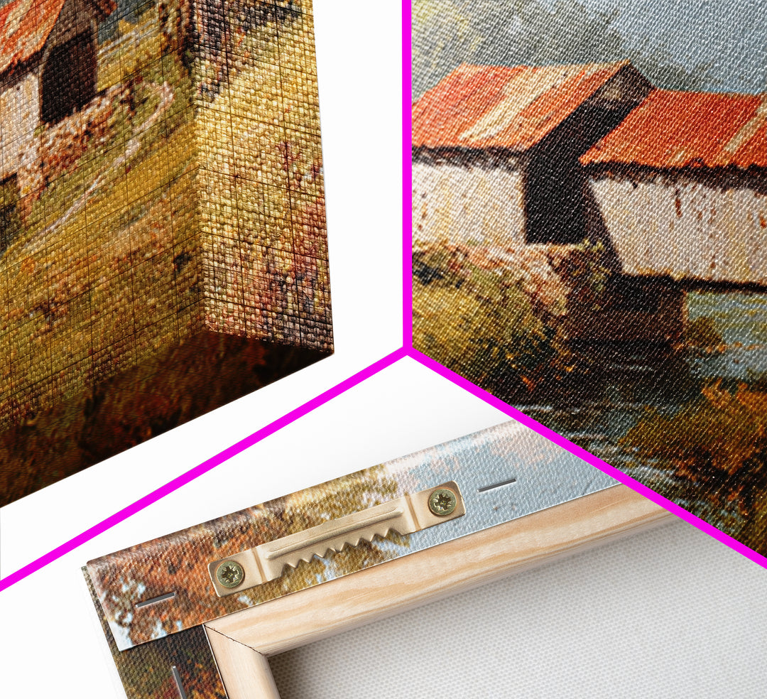 Covered Bridge over a Quiet Creek Canvas Print, Country Art, Landscape Wall Art, Farmhouse Decor, Abstract Art, Country, COU-3x2-43