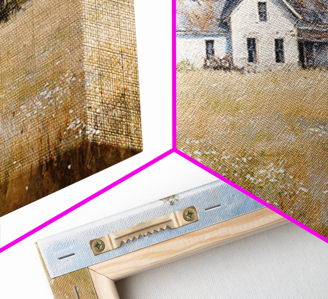 White Farmhouse Surrounded by Tall Grass Canvas Print, Country Art, Digital Print, Farmhouse Decor, Fine Art, Country, COU-3x2-62