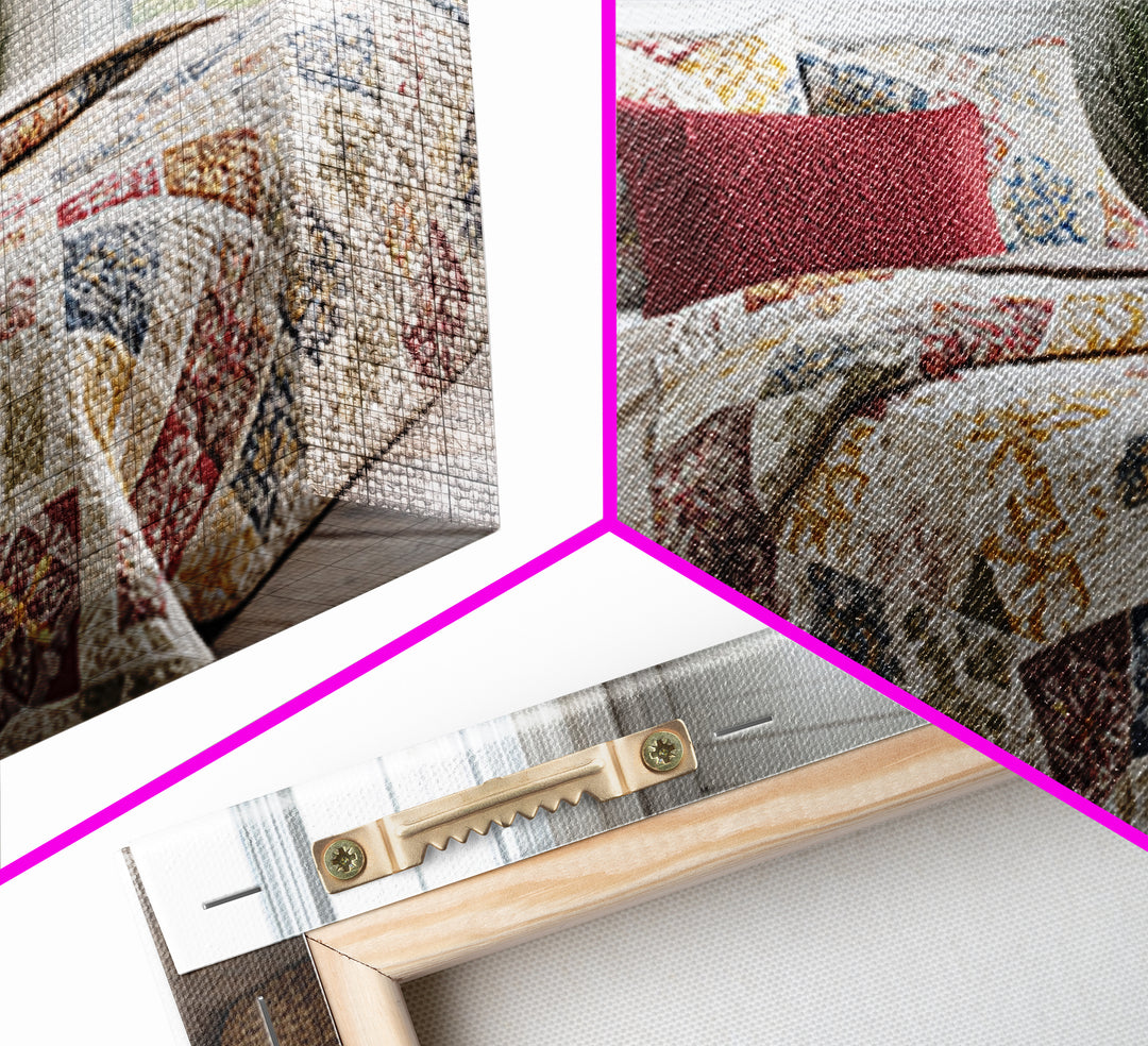 Quilt Geometric Folk Pattern Framed Canvas Print, Country Art, Gallery Decor, Farmhouse Decor, Fine Art, Country, COU-3x2-64