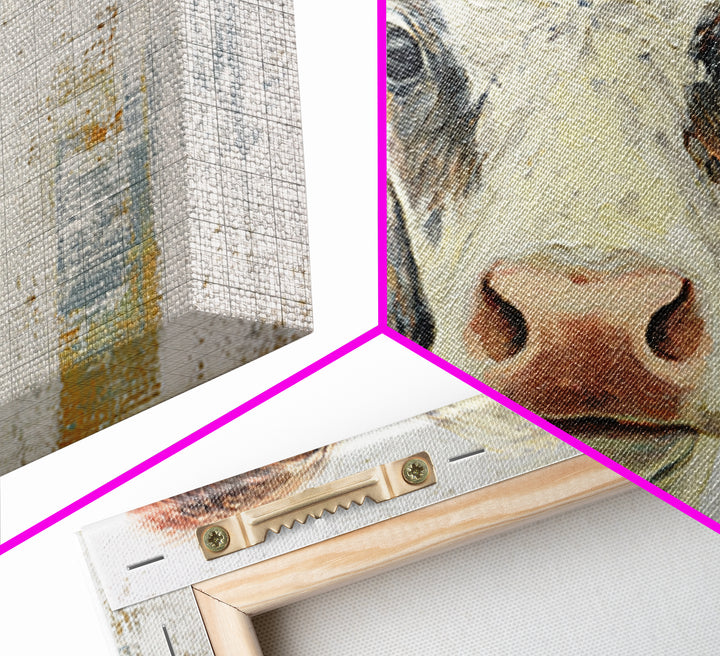 Cow Portrait with Gentle Farmhouse Personality Framed Canvas Print, Country Art, Large Wall Art, Farmhouse Decor, Country, COU-3x2-8