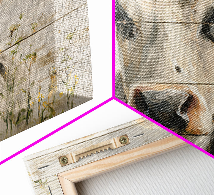 Cow Portrait with Gentle Farmhouse Personality Framed Canvas Print, Country Art, Fine Art Print, Farmhouse Decor, Country, COU-3x2-80
