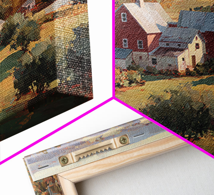 Apple Orchard with Warm Autumn Light Framed Canvas Print, Country Art, Landscape Painting, Farmhouse Decor, Oil Painting, COU-3x2-82