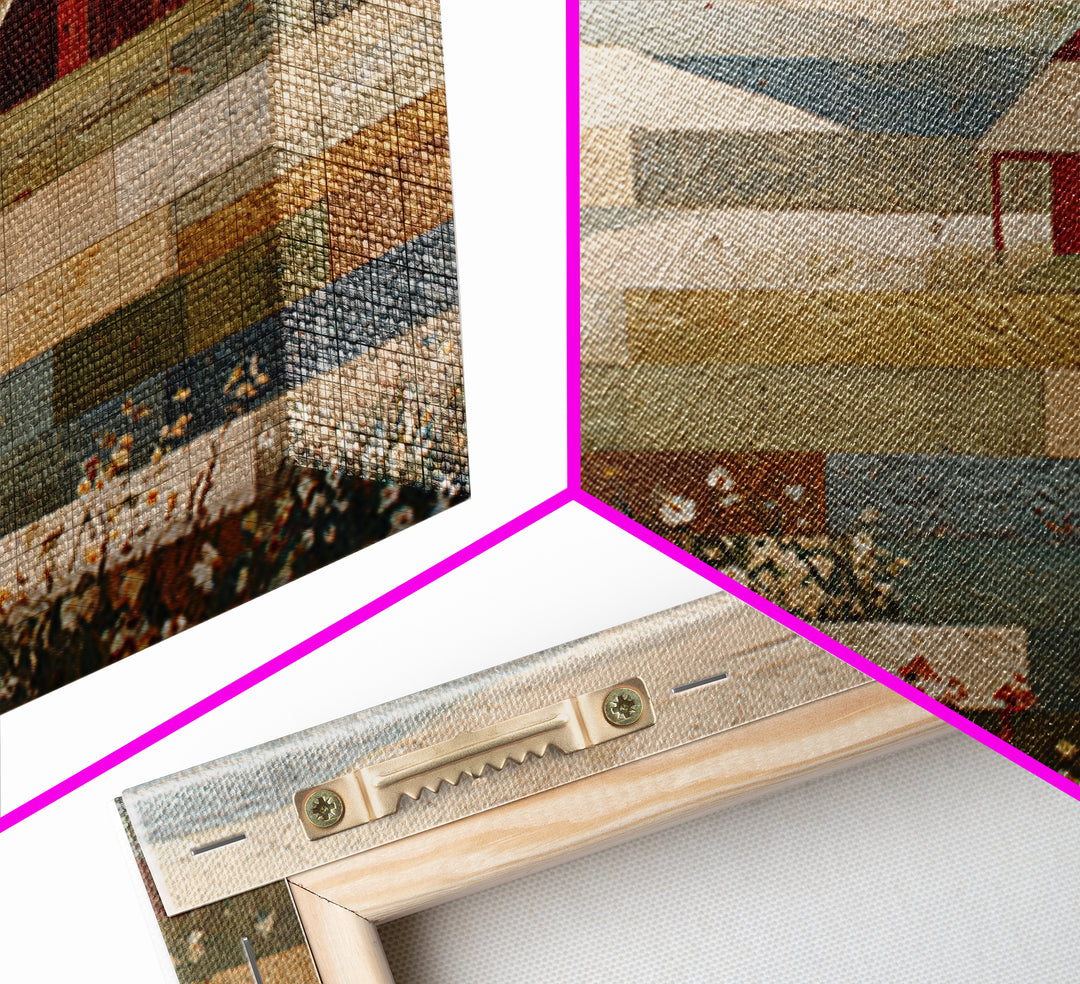 Quilt Geometric Folk Pattern Canvas Print, Country Art, Boho Decor, Farmhouse Decor, Fine Art, Country, Art Prints, COU-3x2-88